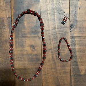 Red, Black, & Silver Magnetic Jewelry Set